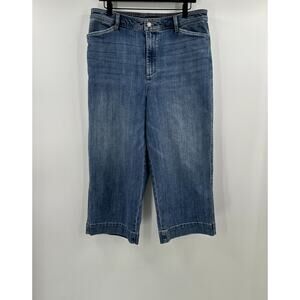 Talbots Medium Wash Wide Leg High Rise Cropped Jean Size 14